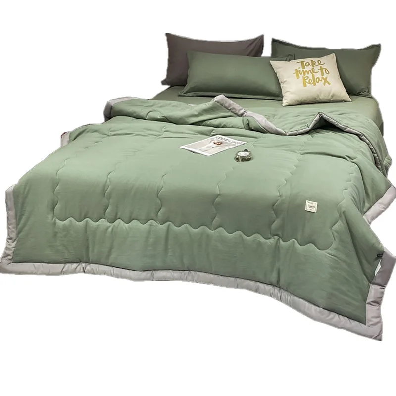 

2021 Air Condition Thin Stripe Summer Cool Quilt Single Double Breathable Sofa Office Bed Travel Quilts Throw Blanket