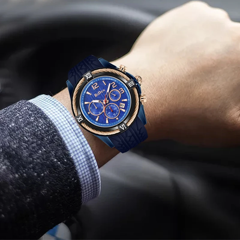 2019 мужские часы BIDEN повседневные Силиконовые кварцевые Спортивные Светящиеся