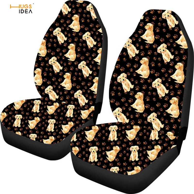 

HUGSIDEA Dog Labrador Paw Print Universal Car Seat Cover Dustproof Front Auto Seat Protection No Slip Car Internal Accessories