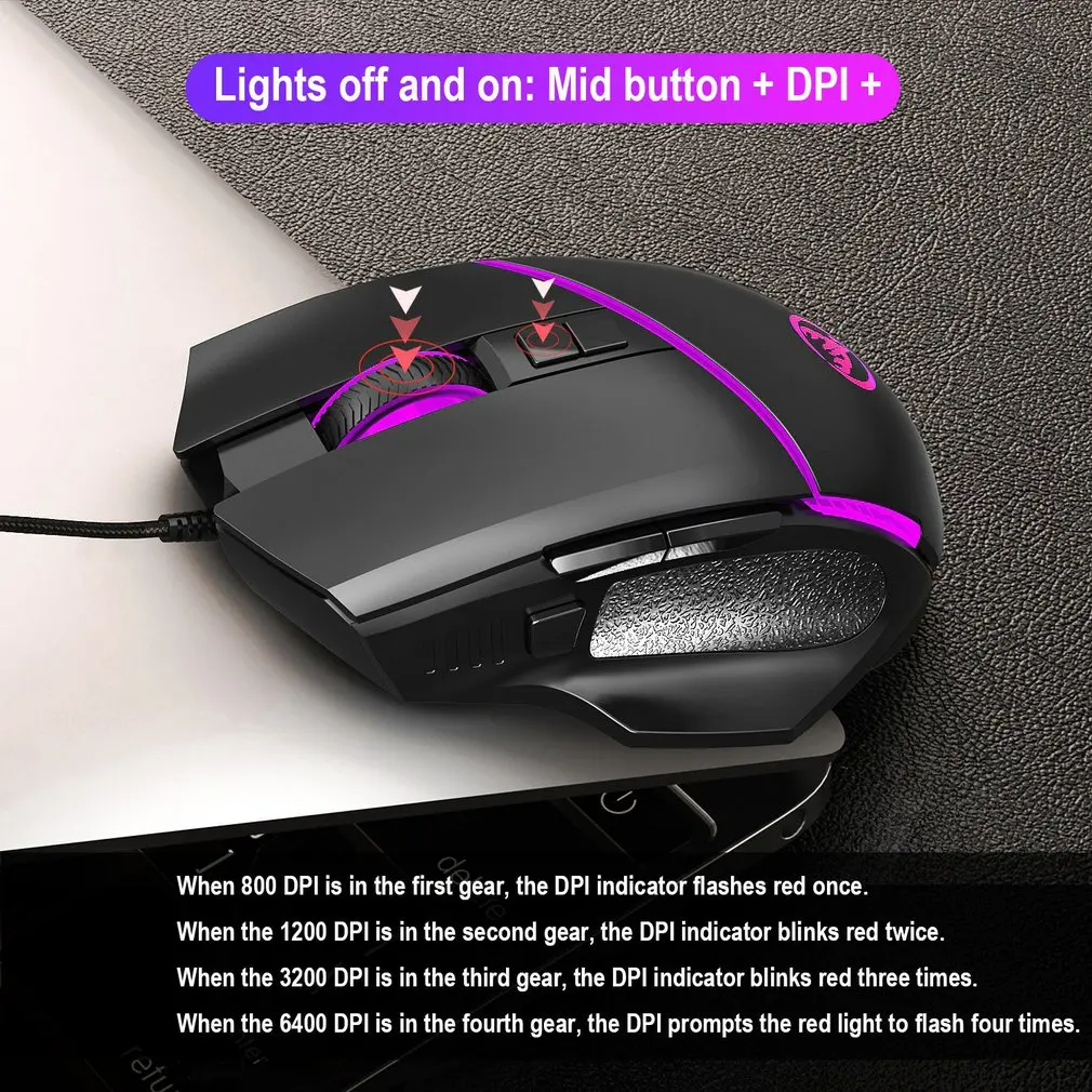 

RGB USB Gaming Mouse Wired 6400DPI 7 Buttons For Computer Programmable Optics Mice Gamer PC Laptop Mice
