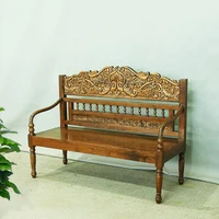 zq Solid Wood Double Sofa Leisure Chair Southeast Asian Style Furniture Elm a Double Chair