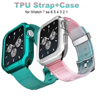 sport band with case for apple watch band 7 6 5 4 45mm 44mm 40mm strap bumper for iwatch series se 3 2 38mm 42mm 41mm watchband