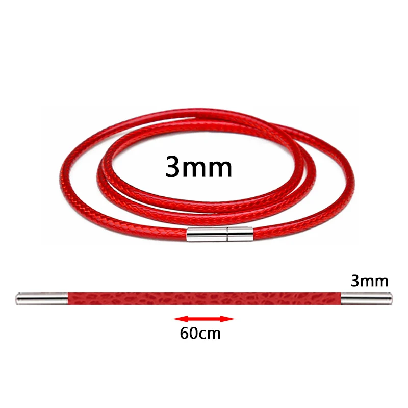 Цепочка Из Вощеной кожи 41-60 см черная с карабином из нержавеющей стали | Украшения
