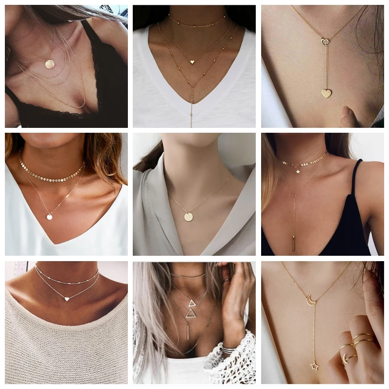 Женское многослойное колье Yunkingdom Винтажное золотистого цвета с бусинами и