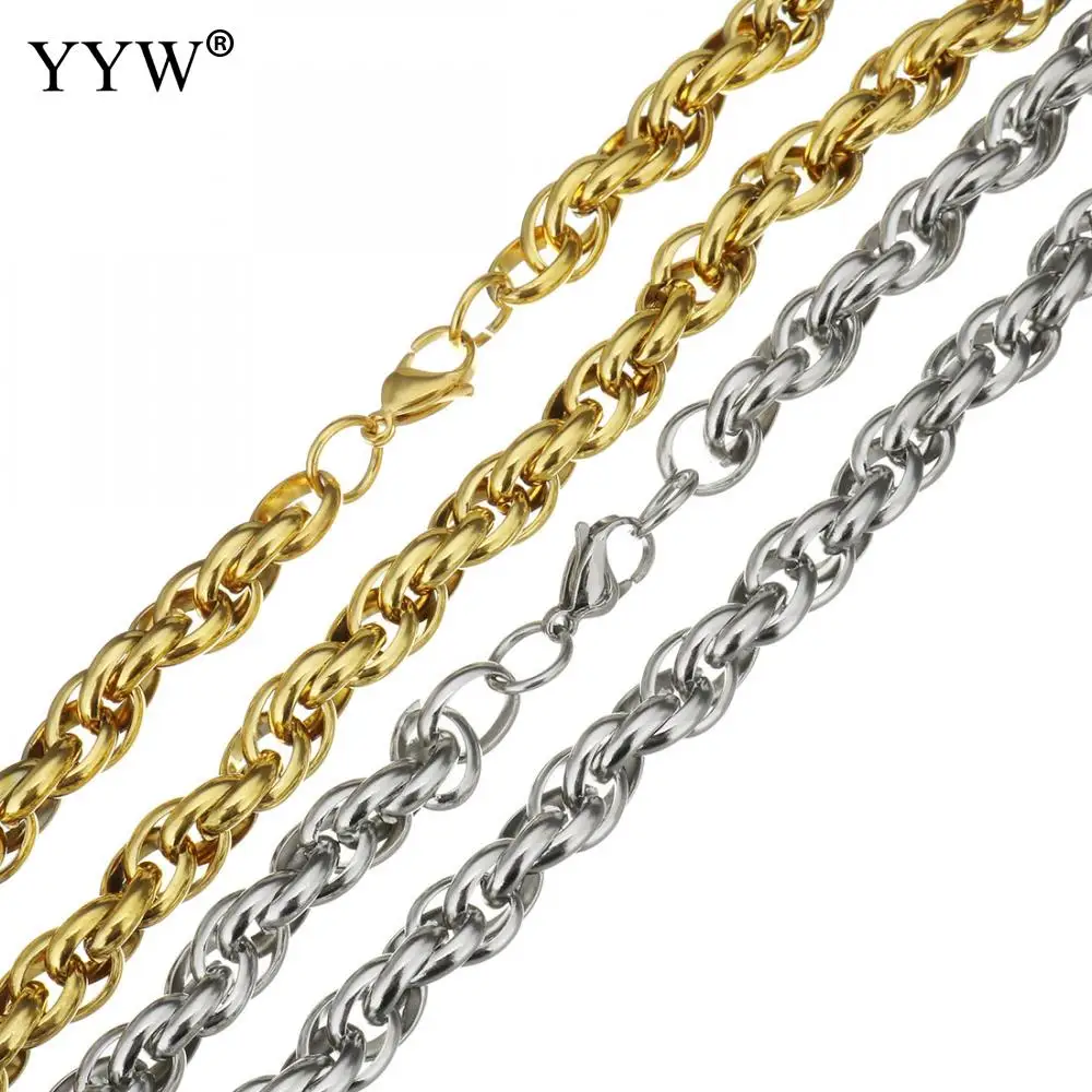 

23inch Fashion Stainless Steel Chain Necklaces For Man Women Gold Silver Color Link Chains For Pendant Flat Donot Fade Jewelry