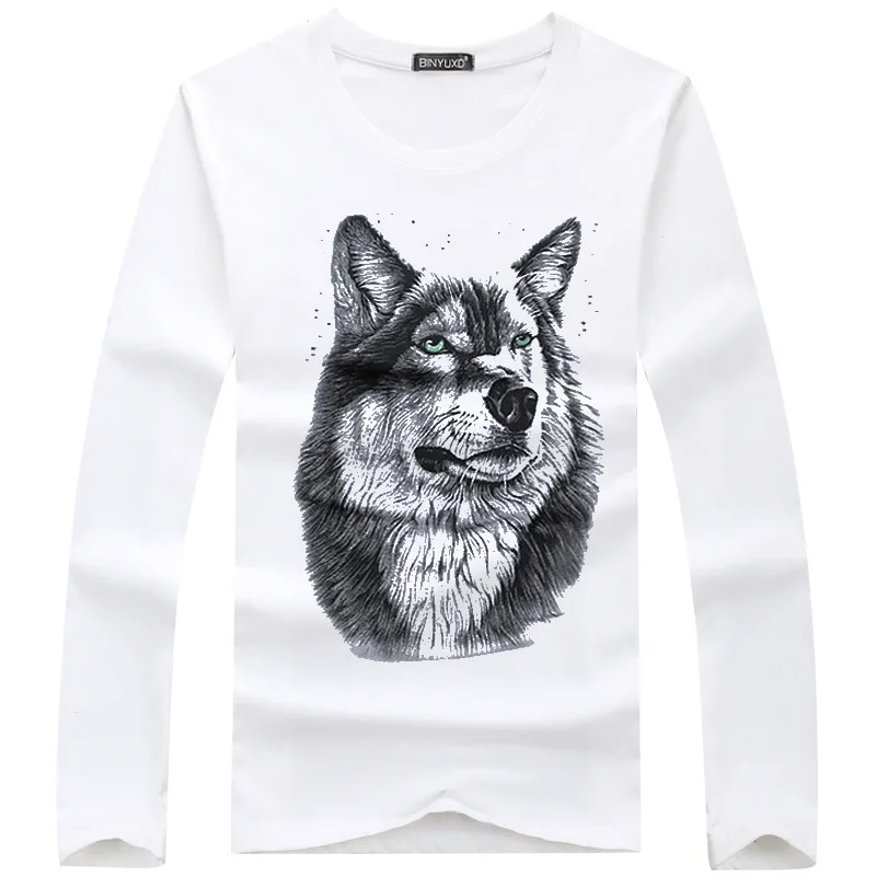 

Cross-border new autumn render unlined upper garment of men long sleeve T-shirt students teenagers fall coat - Wolf