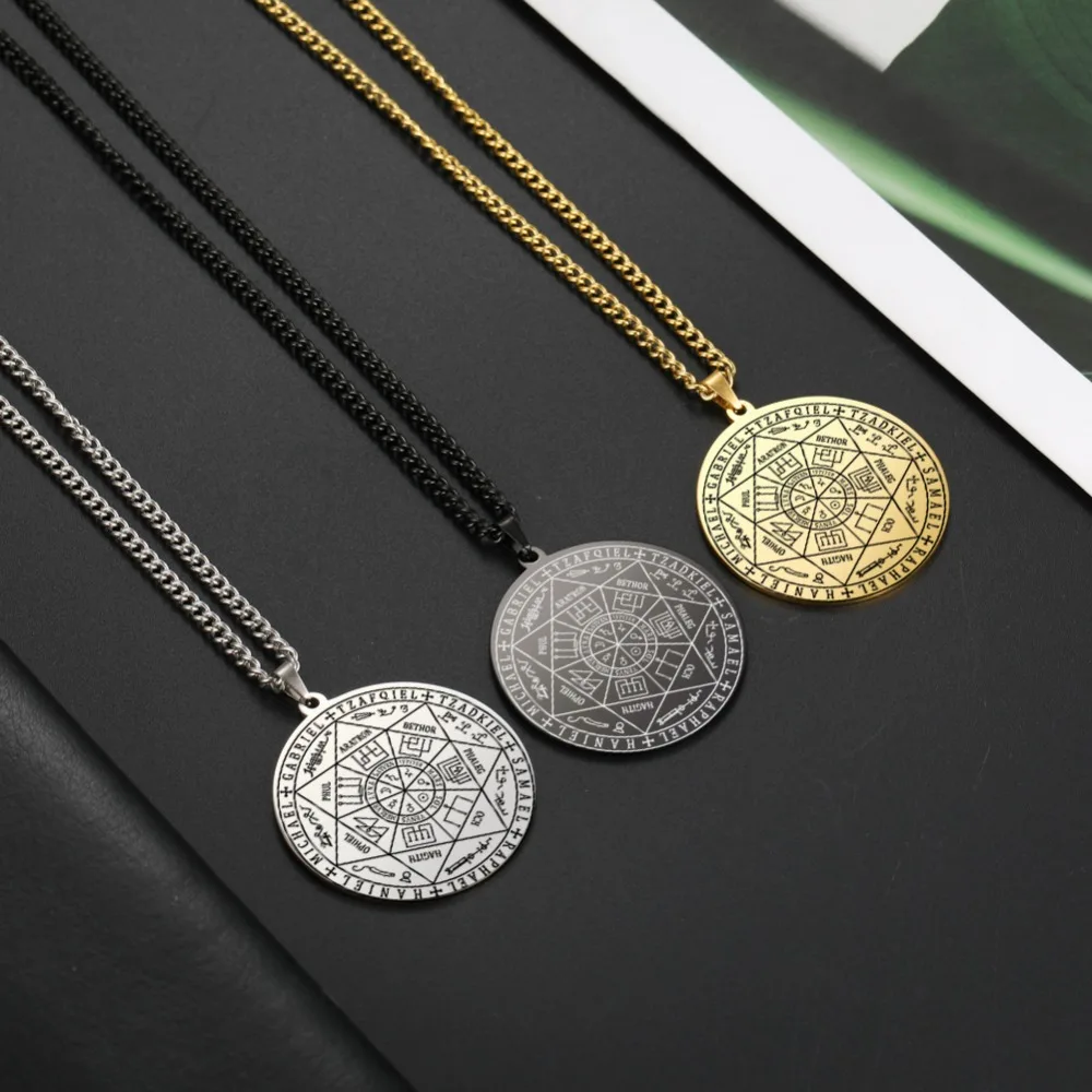Skyrim Seal of Solomon Seven Archangel ожерелье для мужчин и женщин из нержавеющей стали Винтаж Saint