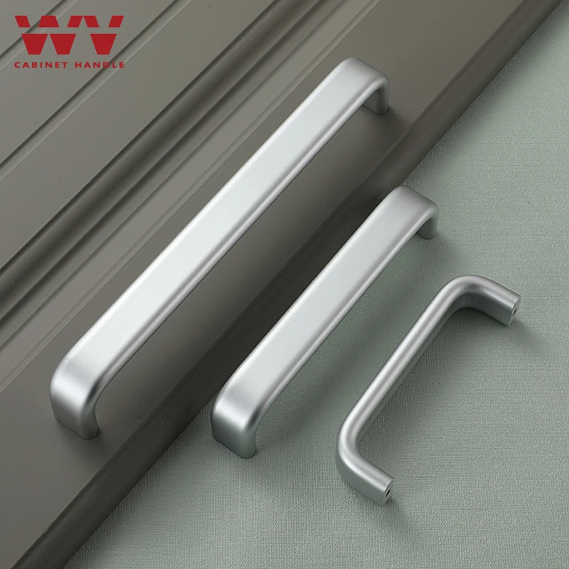 

WV Aluminium Alloy Silver Cabinet Handles Kitchen Cabinet Pulls Drawer Knobs Pulls Furniture Handle Cabinet Door Hardware 230
