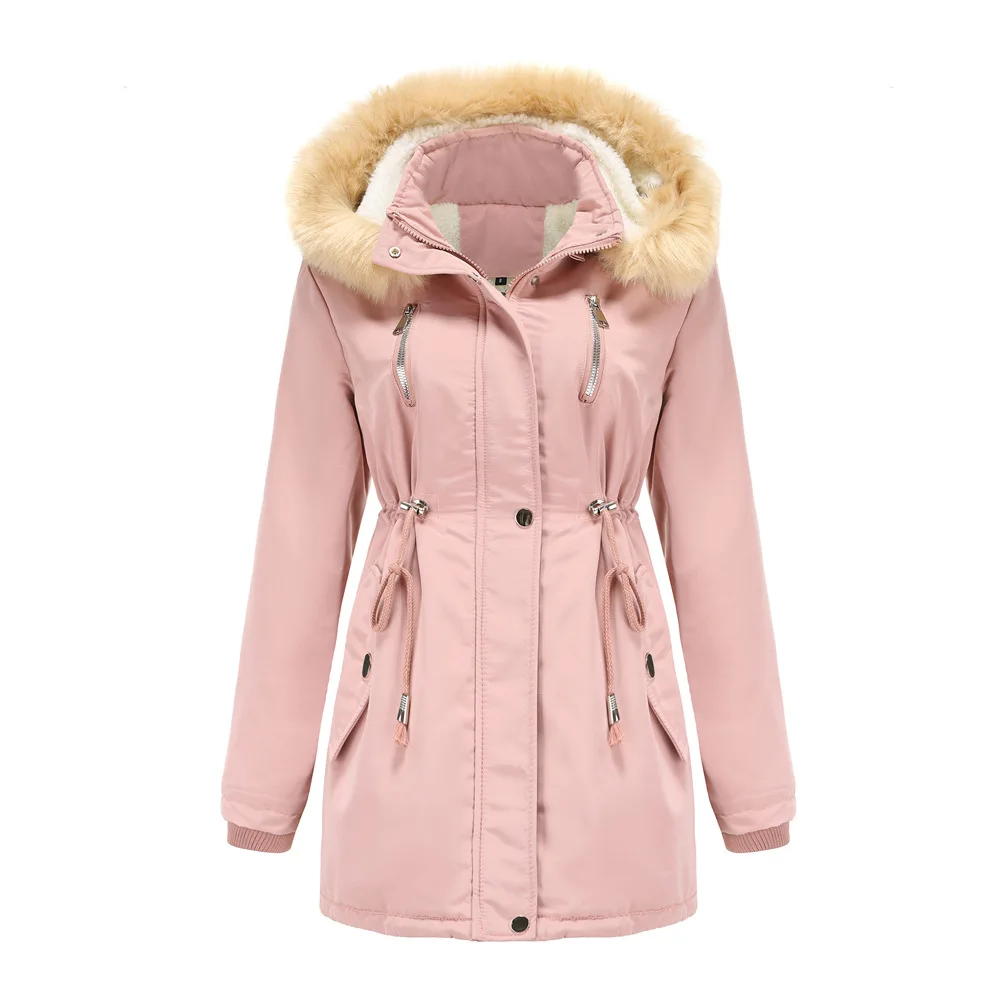 Crops High-quality Thickened Lamb Wool Coat Women's Long Straight Casual Detachable Hat Parkas Winter Clothes Autumn Winter New