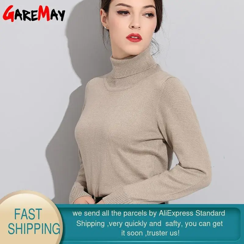 Женский кашемировый свитер водолазка с длинным рукавом весна размера плюс |