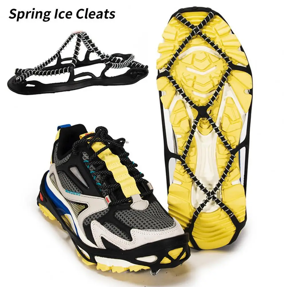 

1 Pair Anti Slip Snow Traction Cleats Spring Design Stainless Steel High Strength Shoes Ice Crampons for Climbing