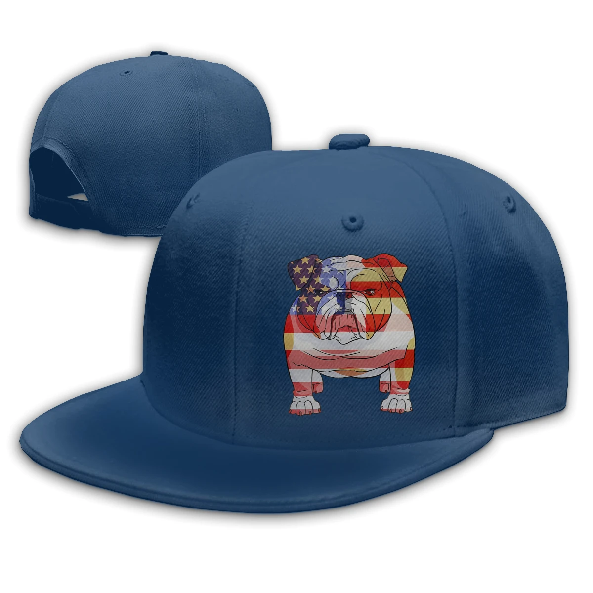 

Bulldog Retro American Flag men woman Fashionable breathable Hip hop caps