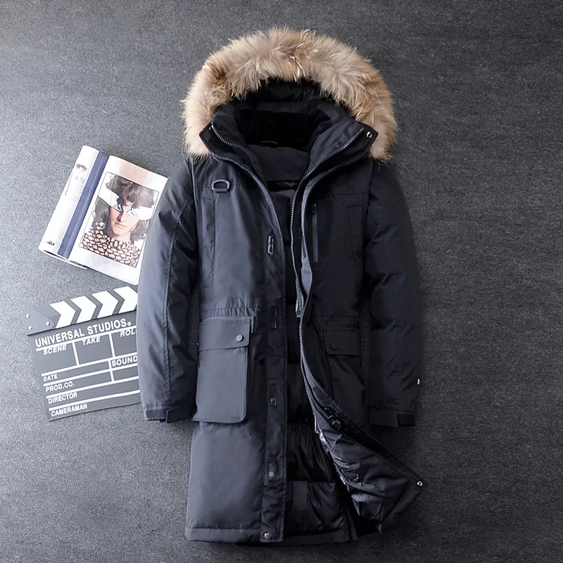  40 градусов теплый мужской зимний толстый холодный ветрозащитный длинный