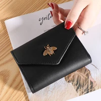 wholesale bee wallet women short tri fold small purse card case simple ladies female fashion new style pu leather