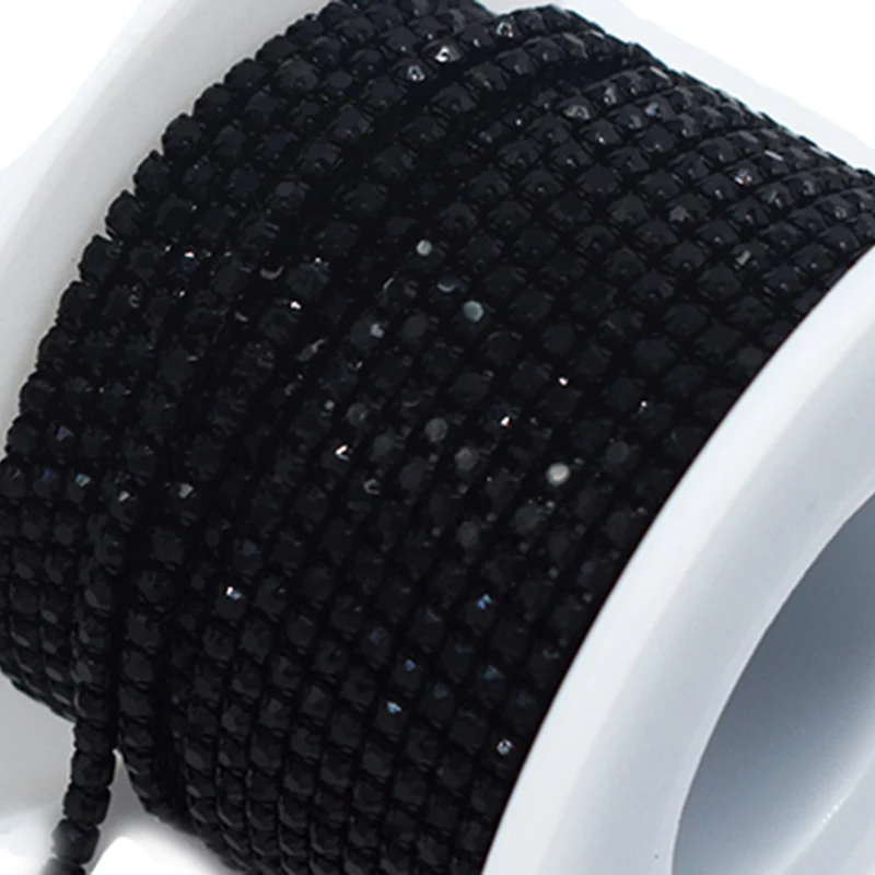 5 ярдов в упаковке стразы из хрусталя черные для шитья на плоской задней стороне