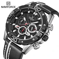 naviforce brand casual genuine leather male watch luminous sport waterproof chronograph wristwatch quartz date relogio masculino