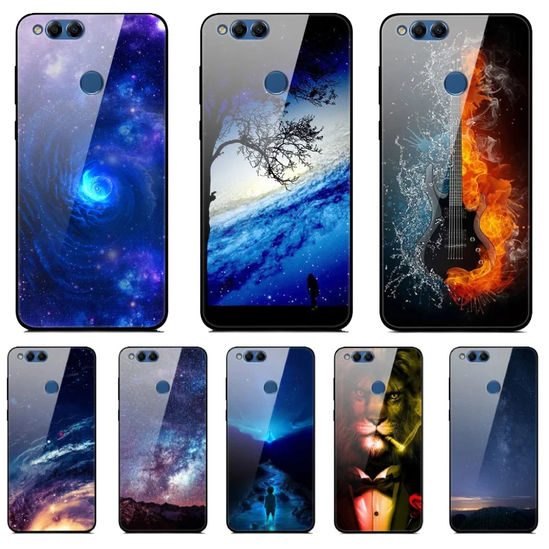 Чехол для телефона из закаленного стекла Huawei Honor 7X чехол с принтом силиконовая