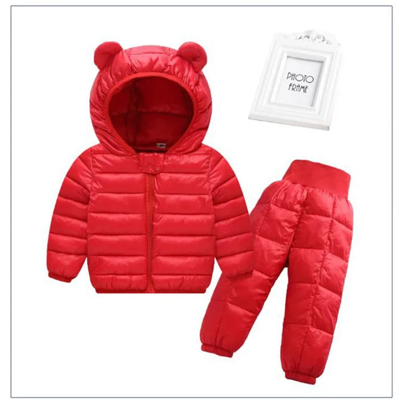 Baby Winter Coats Down Cotton Coat pants unisex Jacket kids Clothes Hooded infant For Boys And Girls |
