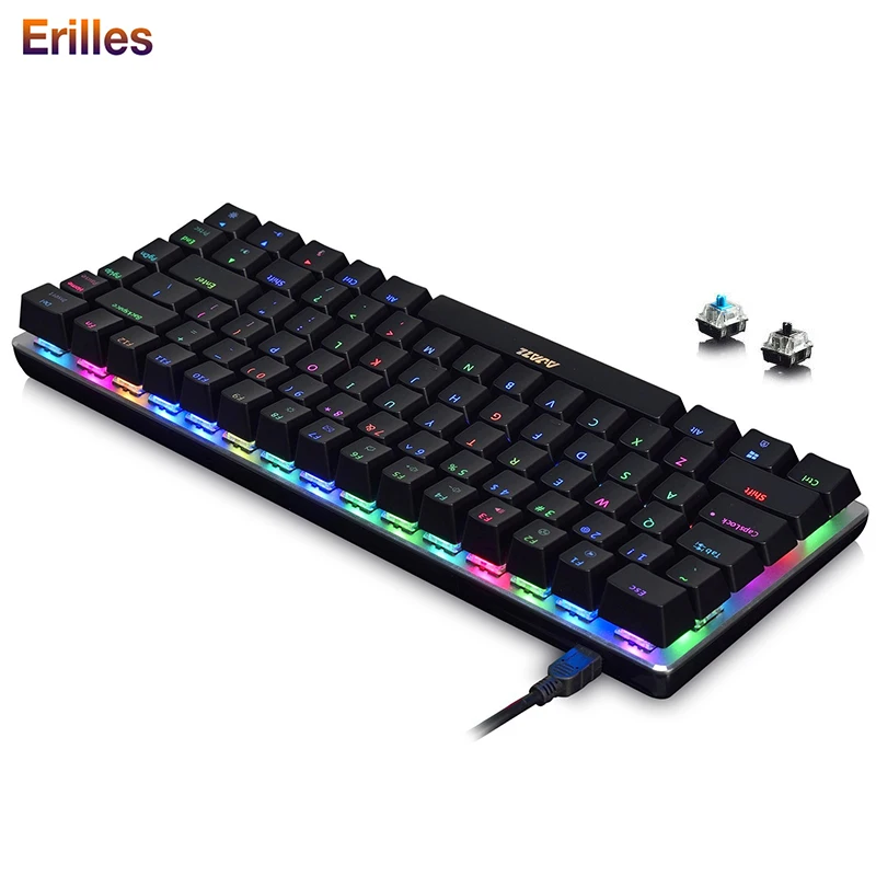 Игровая RGB клавиатура USB Проводная 82 клавиши синий/красный переключатель