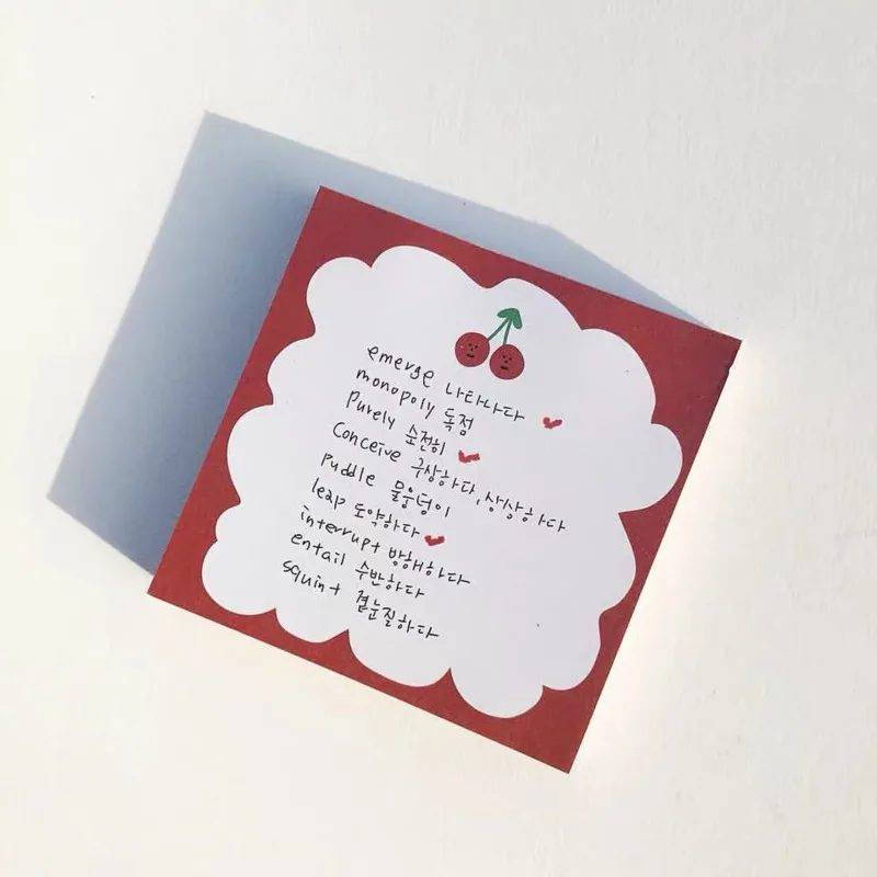 

50 Sheets Ins Hot Cute Cherry Memo Pad To Do List Time Sticky Note Office Note Paper Memo Message School Supplies Stationery