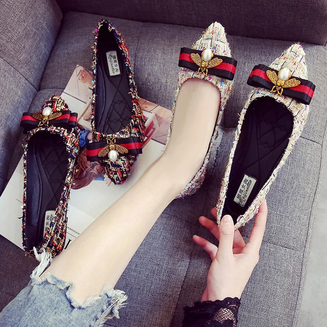 Размера плюс модная женская обувь Стразы на плоской подошве легкий дышащий