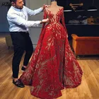 Женское вечернее платье-Русалка llusion, платье со съемным шлейфом и длинным рукавом для выпускного вечера, официальная одежда в стиле Саудовская Аравия