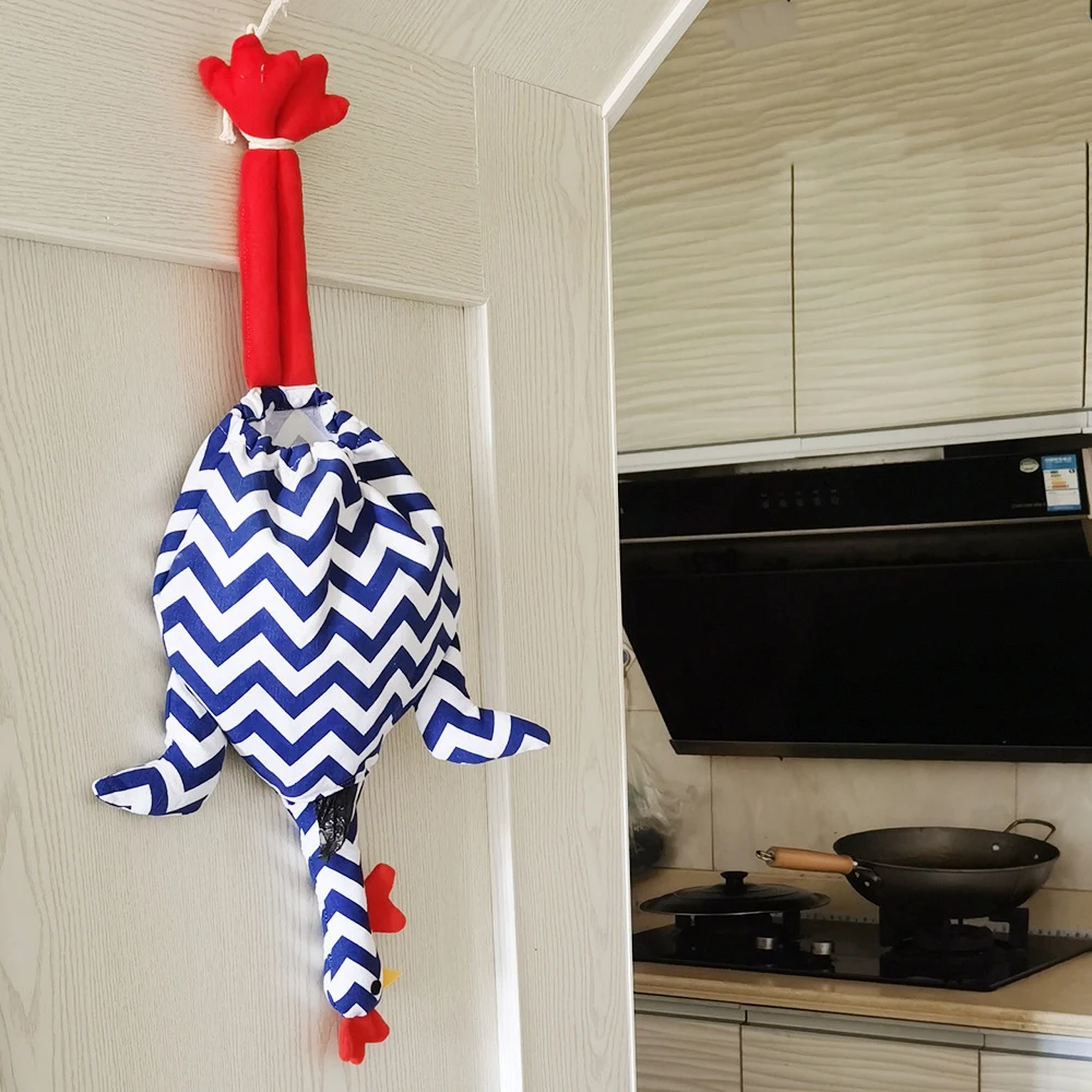

New Hot Chicken Grocery Bag Holder for Organization Creative Hanging Storage Pouch Household