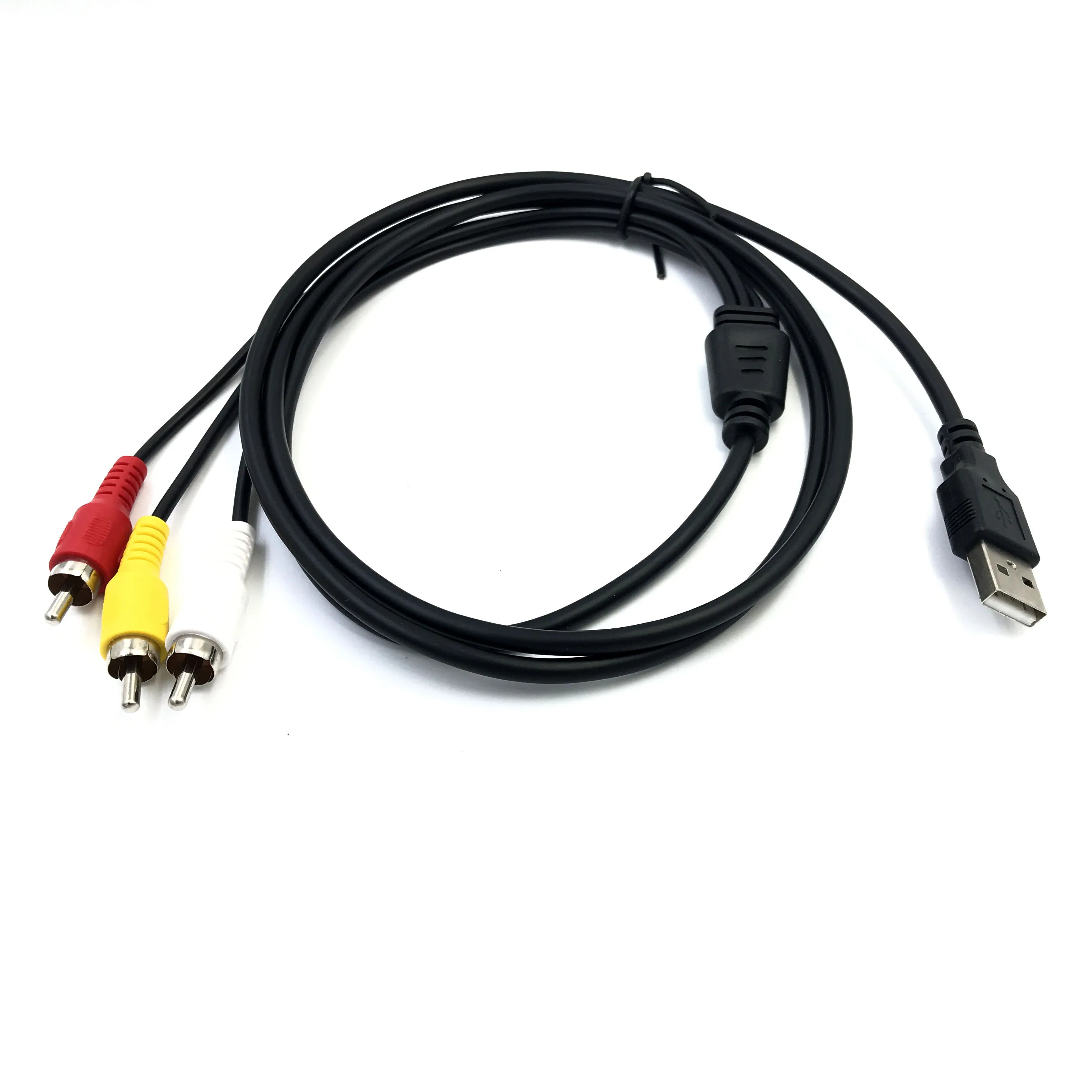USB к 3RCA кабель 1 5 m мужчина 3 RCA штекер Джек разветвитель аудио видео композитный AV