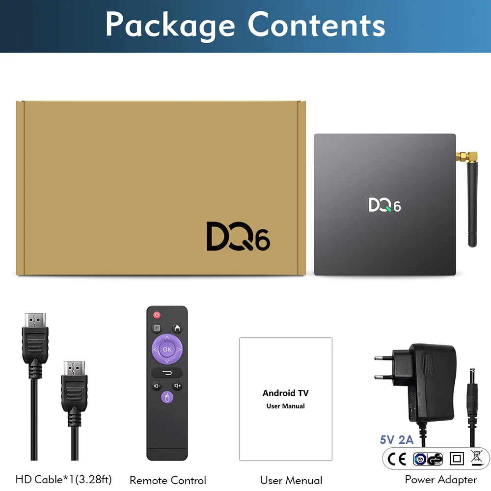 

2021 DQ6 Smart Box Android 1080p 4k Youtube 4g 64 Rockchip Rk3318 5g Wifi BT4.2 Tv Box Media Player mi Box Caixa Superior