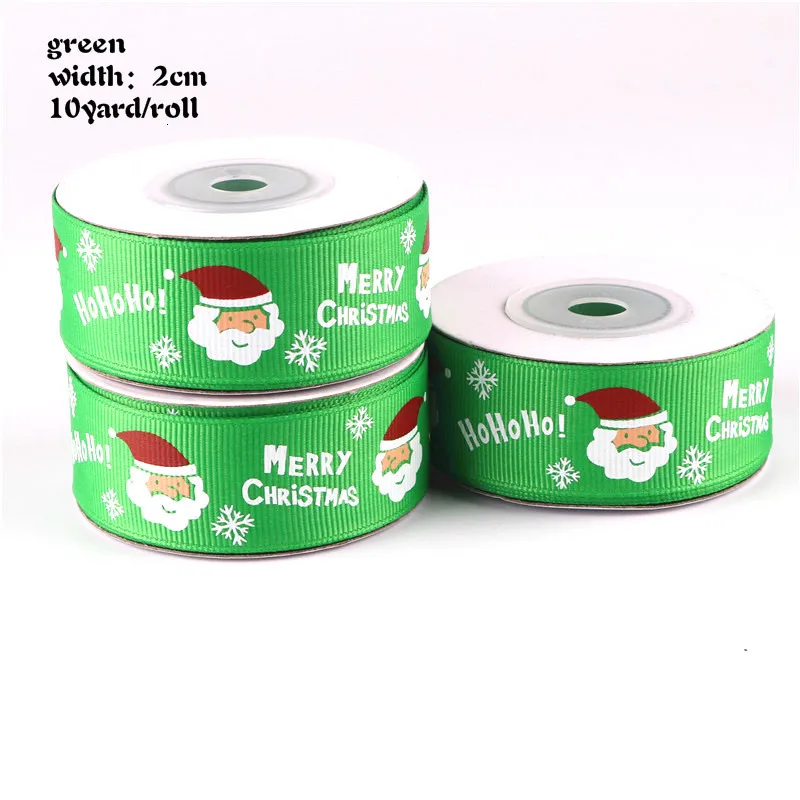 Santa Claus green 10/25 ярдов/рулон 10 мм 25 мм 38 мм шелковые рождественские атласные ленты из полиэстера для рукоделия швейная лента материалы ручной работы подарочная упаковка - Цвет: Santa Claus green