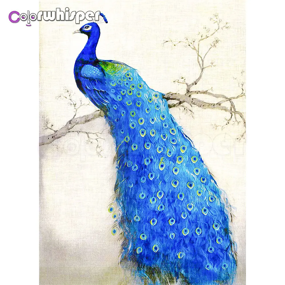 Алмазная 5D картина с павлином полноразмерная/круглая мозаика кристаллами