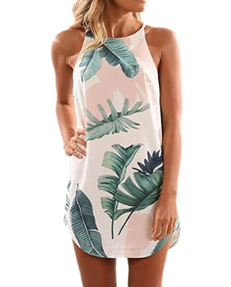 

Женское пляжное богемное платье с лямкой на шее