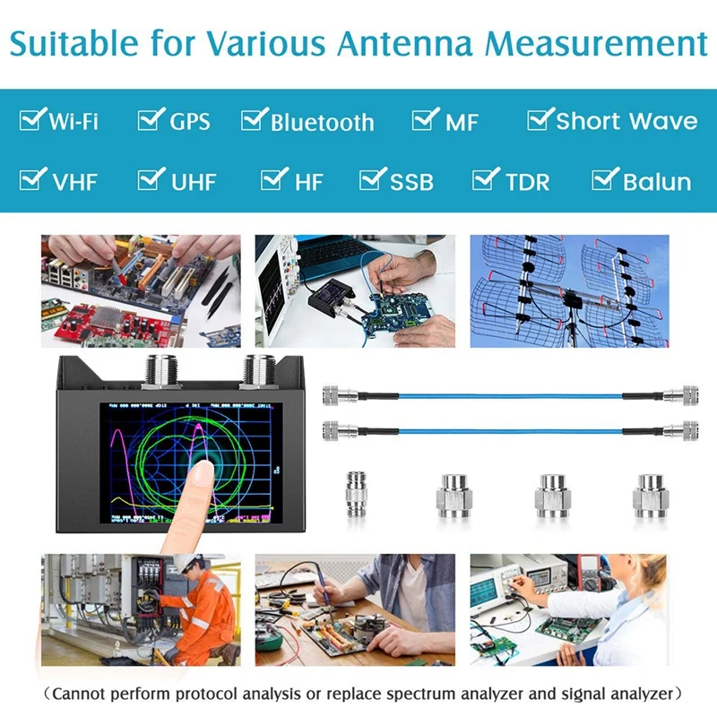 

NanoVna SAA-2N VNA Antenna Analyzer,50KHz-3GHz Vector Network Analyzer,4Inch LCD,Voltage Standing Wave Ratio Smith Chart