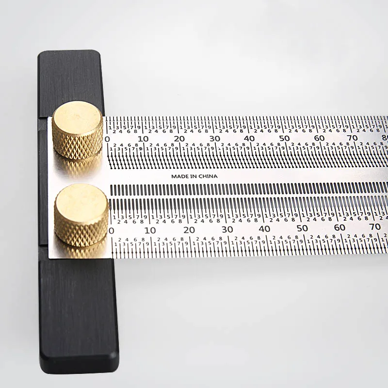

Woodworking T-type Scale Ruler Hole Ruler High-precision Scribing Mark Line Measuring Tool Carpenter Woodworking Tool Ruler