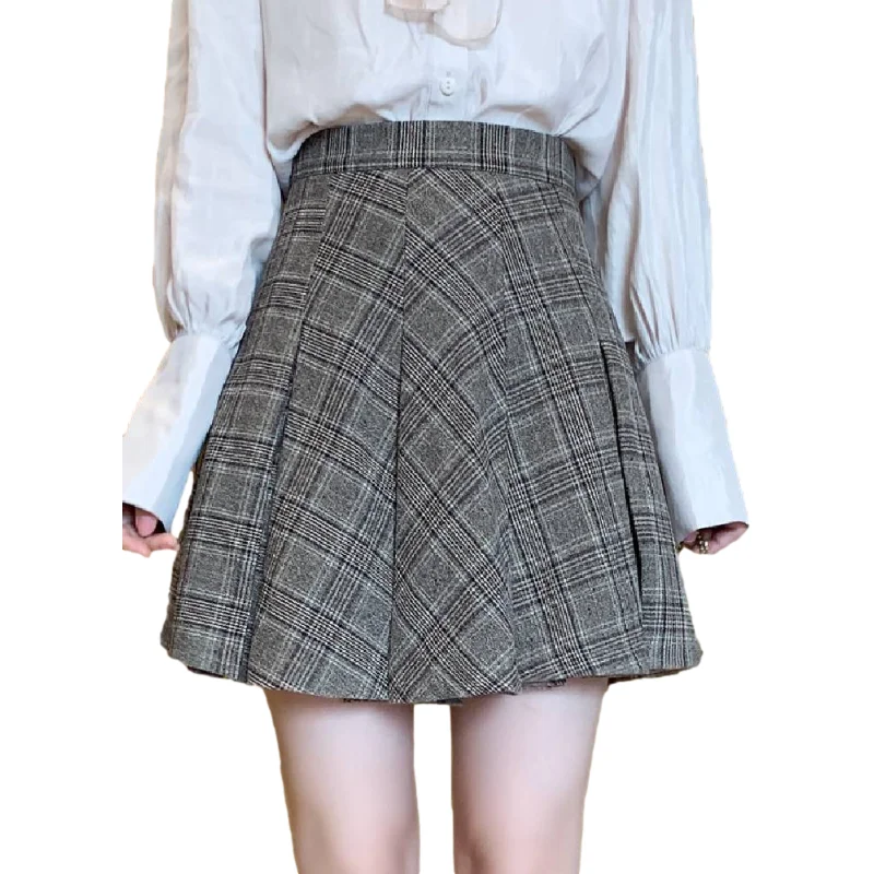 

New Vintage Plaid Womens Skirts Autumn Pencil Long Female Warm Thick Mujer Women Winter High Waist Skirt Girls Maxi Midi Pleated