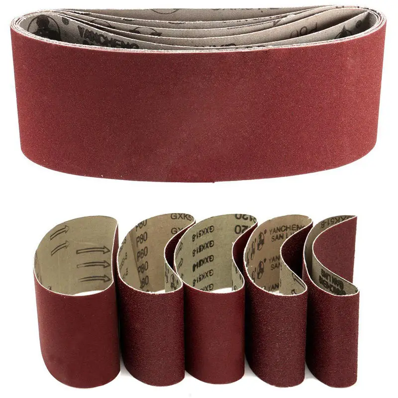 5pcs Sanding Belts Mixed Grade 60 80 120 240 Grit Power Tool Sander Sanding Belt For Leather Metal Wood Grinding Polishing