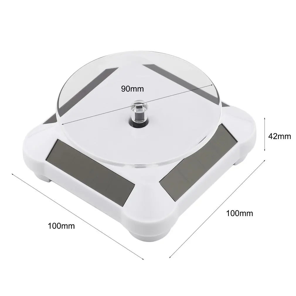 

Fashionable Solar Power Battery 360 Degree Turntable Rotating Display Stand Watch Ring Necklaces Jewelry Stand Holder