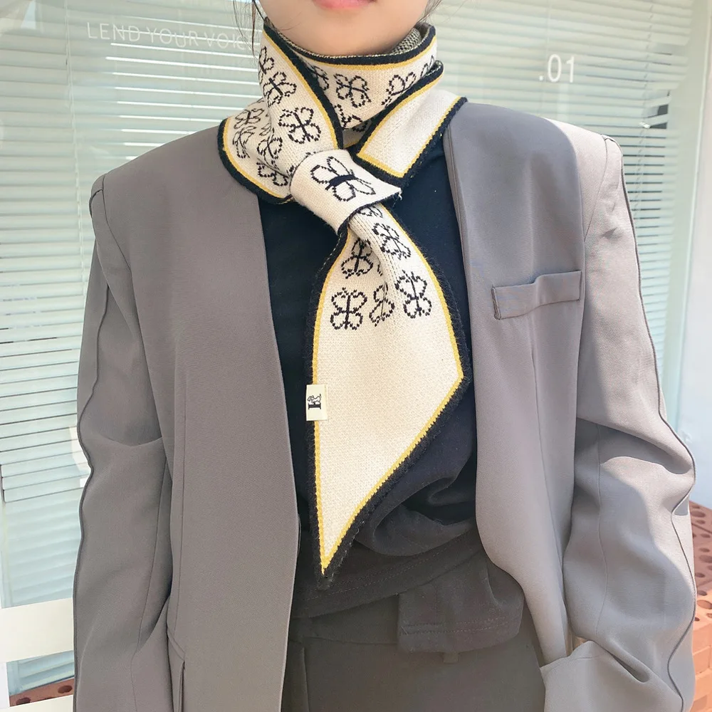 

Дизайнерский шарф для женщин, зимние теплые шейные палантины, кашемировая фуляровая бандана, женские маленькие шарфы-снуды, роскошный узки...