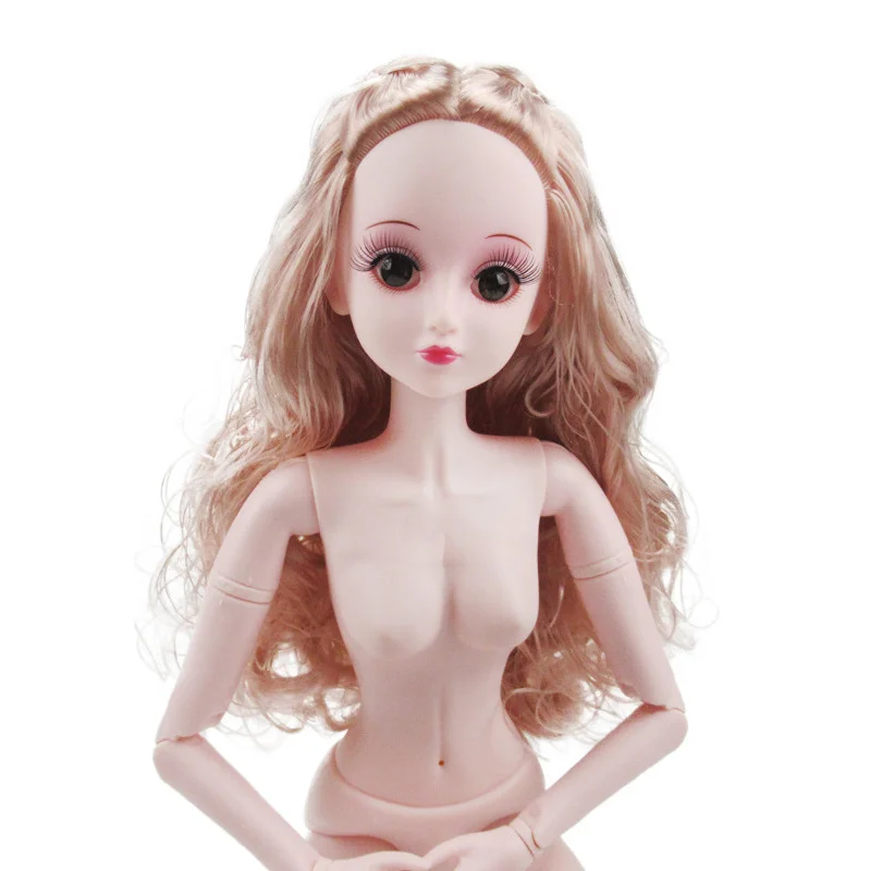 As picture Новинка 60 см 21 подвижные Соединенные BJD куклы волосы 3D голубые глаза ресницы женские голые обнаженные тело девушка куклы игрушка для девочек подарок - Цвет: As picture