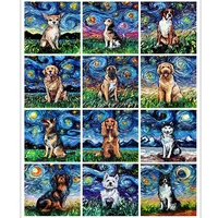 full round square diamond painting animals dog oil style 5d diy diamond embroidery mosaic kits pet rhinestone home decoration