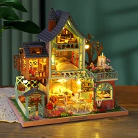 Assemble Diy Dollhouse Wooden Doll Houses Miniature Doll House Furniture Kits Casa Music Led Toys For Children Birthday Gifts