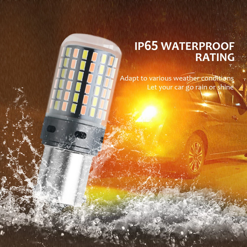 

2pcs S25 BAU15S Two-Color PY21W Turn Lamp Car Led Bulb 1156 Ba15s CANBUS Turn Signal T20 7440 Turn Signal Light 12V Day Light