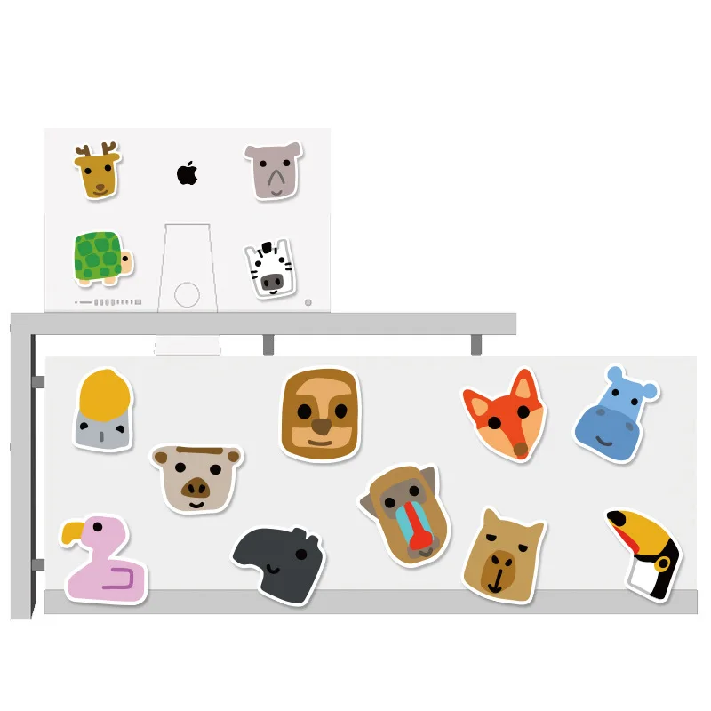 

40pcs Cartoon Animal Hand Account Stickers Cute Monkey Pig Expression Sticker Mobile Phone Water Cup Notebook Waterproof Sticker