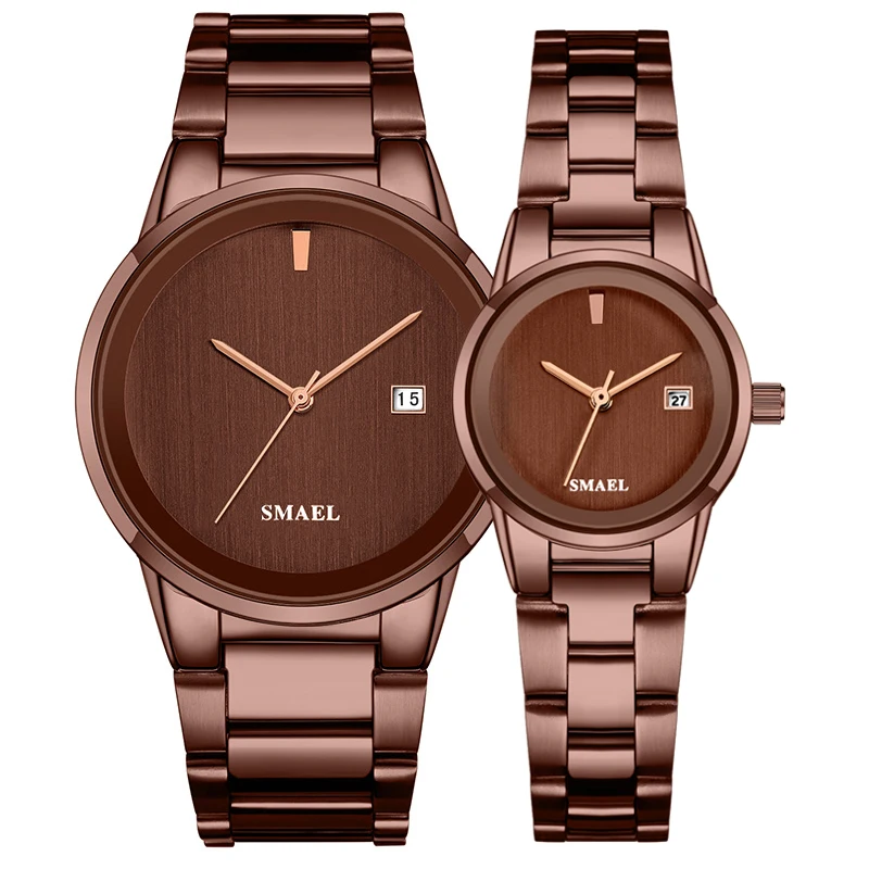 SMAEL Fashion Couple Watches Pair Men and Women Minimalist Style Quartz Watch For Lovers 9004