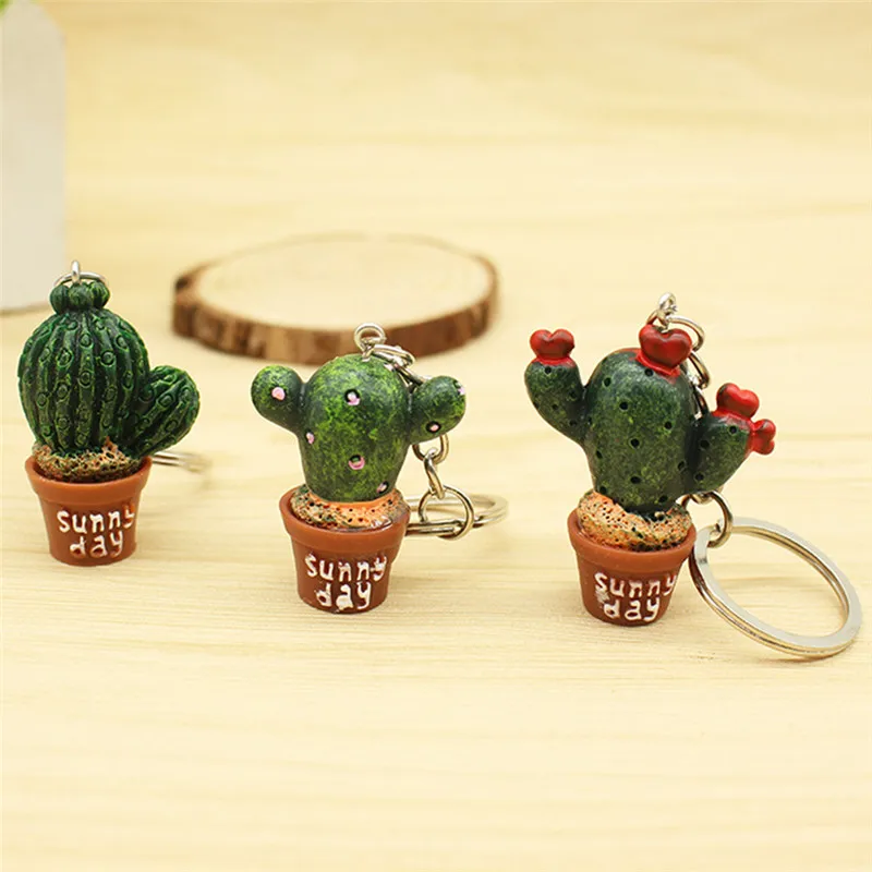 1 шт. брелок для ключей с изображением кактуса в горшке милый дизайн смешанный