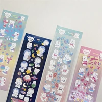 korean ins cartoon animals colorful cute stickers laser flash powder children diy paste labels stationery decorative sticker