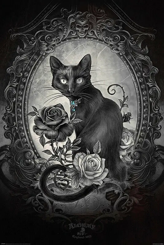 

PARACELCUS-кошка на рабочий стол Шелковый плакат декоративной живописи 24x36inch