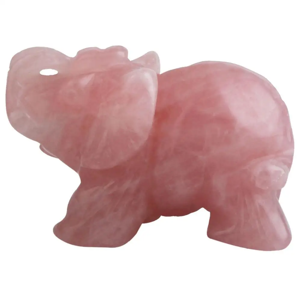 Розовый Кристалл Слон Artware украшение Камень Статуя Фигурка благоприятный