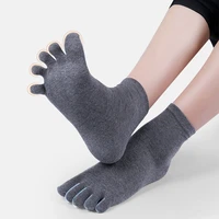 toe socks men and women five fingers socks breathable cotton socks sports running solid color black white grey blue khaki coffee