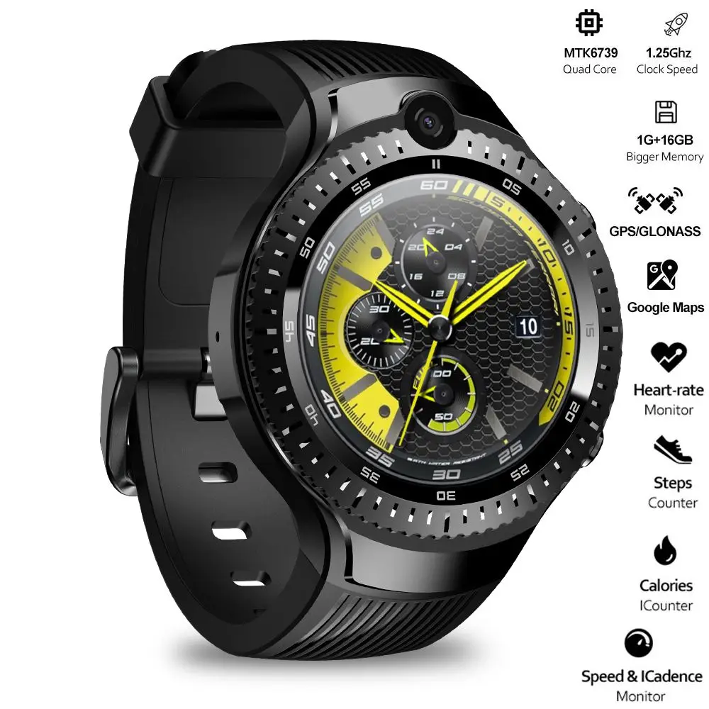 Zeblaze THOR 4 Dual Смарт часы 4G LTE Android четырехъядерный 1 Гб + 16 Двойная камера дюйма AOMLED
